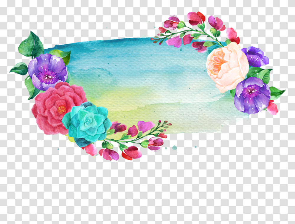 Ftestickers Watercolor Flowers Background Frame Colorfu Flower, Plant, Floral Design, Pattern, Graphics Transparent Png