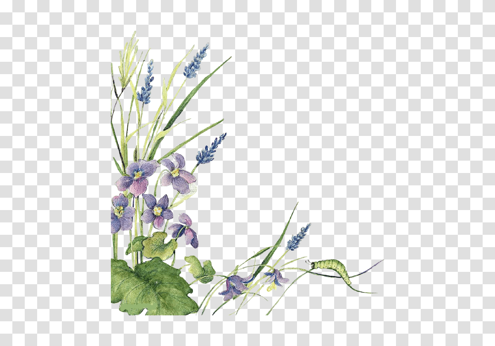 Ftestickers Watercolor Flowers Border Lavender, Potted Plant, Vase, Jar, Pottery Transparent Png