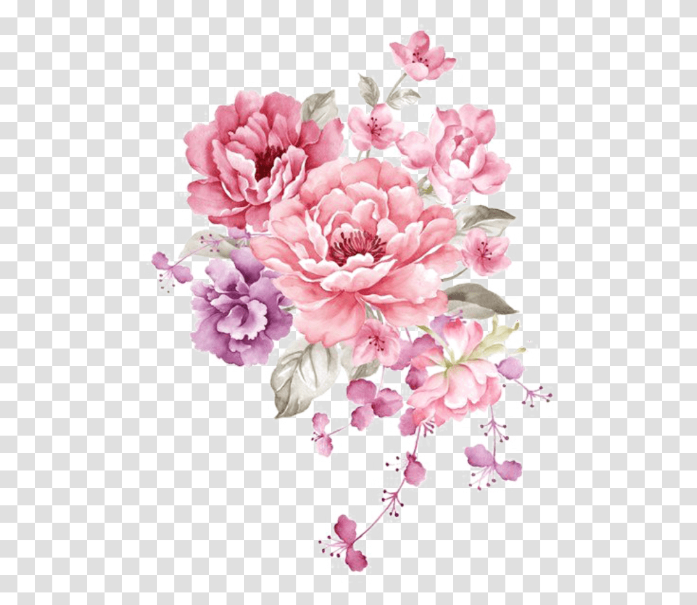 Ftestickers Watercolor Flowers Bouquet Pink Pink Flowers, Plant, Blossom, Carnation, Petal Transparent Png