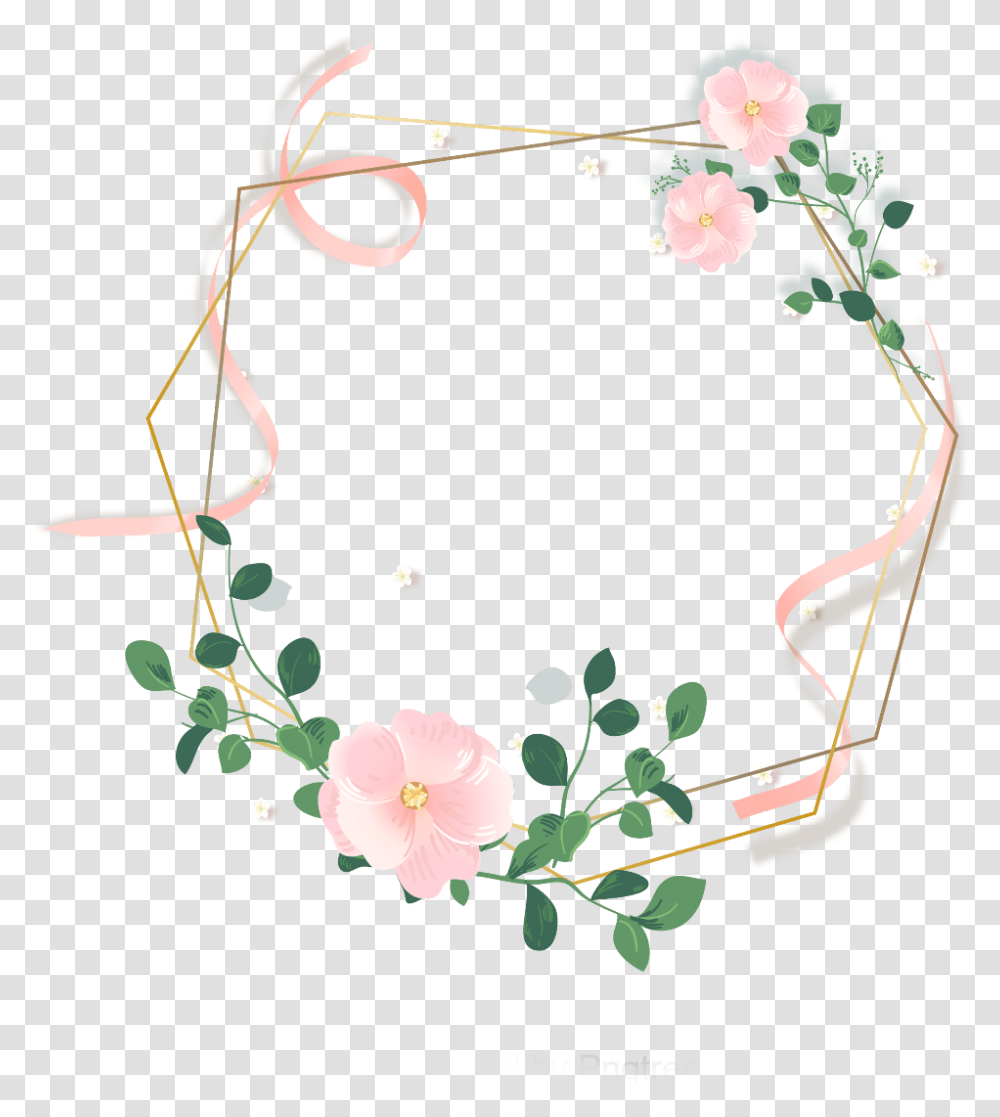 Ftestickers Watercolor Flowers Frame Gold Pink Rose Gold Flower Vector, Accessories, Accessory Transparent Png