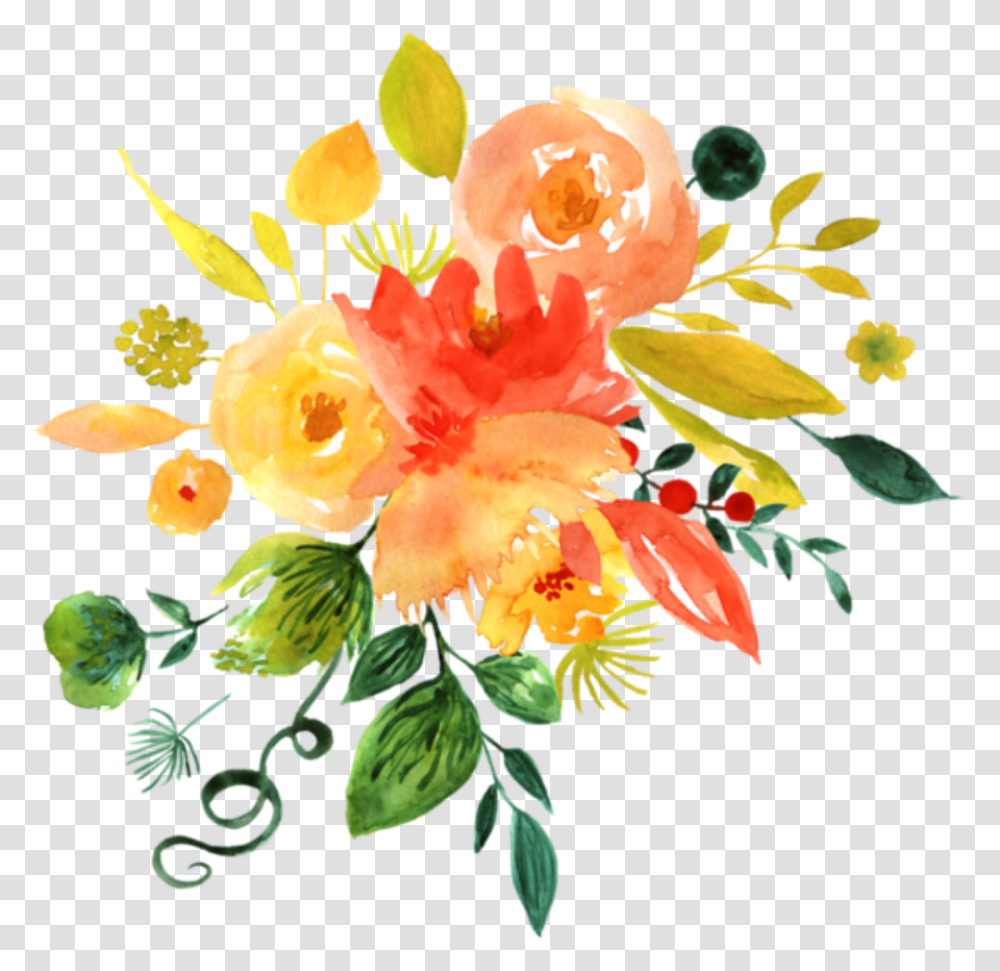 Ftestickers Watercolor Flowers Orange Yellow Yellow Watercolor Flower, Graphics, Art, Floral Design, Pattern Transparent Png
