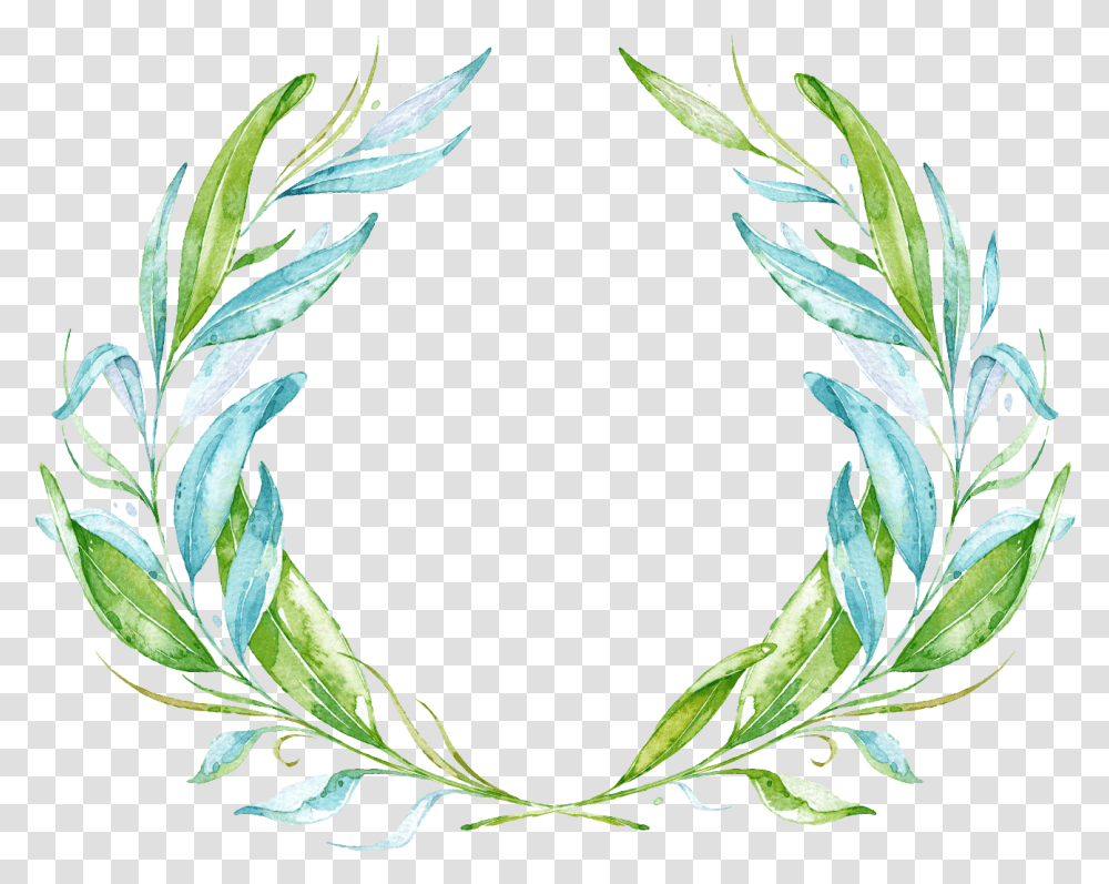 Ftestickers Watercolor Frame Leaves Green Watercolor Flower, Plant, Leaf, Vase, Jar Transparent Png