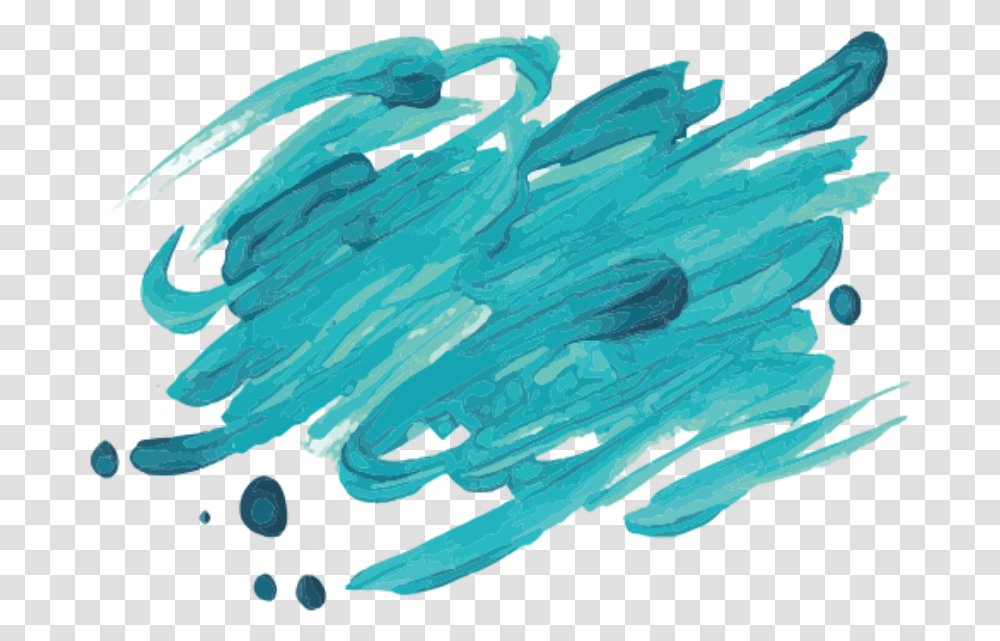 Ftestickers Watercolor Inkbrush Brushstrokes Teal Blue Sport Definition, Sea Life, Animal, Invertebrate, Aquatic Transparent Png