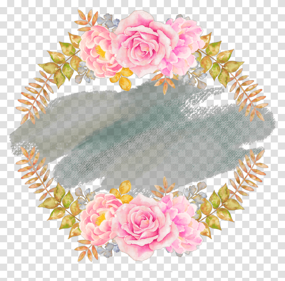 Ftestickers Watercolor Wreath Floral Pink Flower Background Circle Design, Plant, Floral Design, Pattern Transparent Png