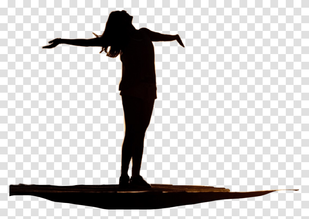 Ftestickers Womanhappyfreedom Silhouette Freetoedit Woman Freedom Silhouette, Person, Human, Leisure Activities Transparent Png