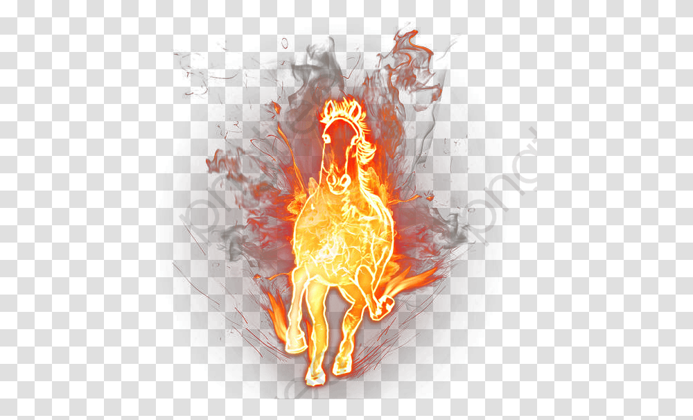 Fuego Psd Caballo De Spark Flame Flaming Fire Horse, Bonfire, Pattern, Fractal, Ornament Transparent Png