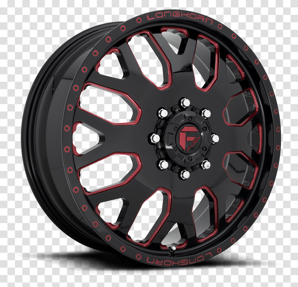 Fuel Dually Wheels Ff19d Black And Red Dually Wheels, Machine, Tire, Car Wheel, Spoke Transparent Png