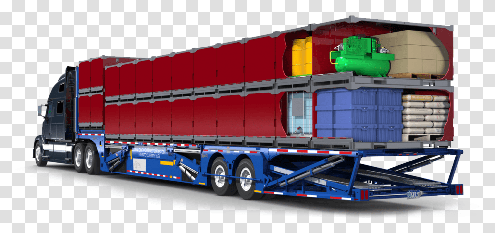 Full Auto Load Shipping Container, Trailer Truck, Vehicle, Transportation, Fire Truck Transparent Png