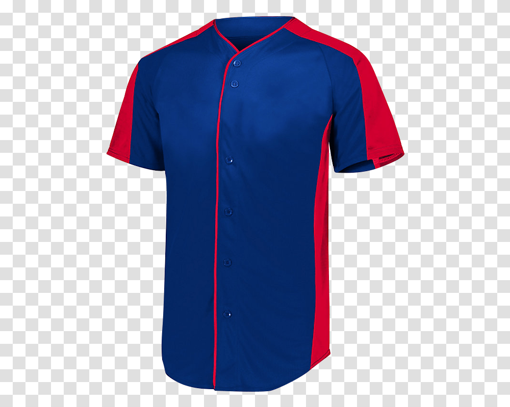 Full Button Baseball Jersey 1655 Navy Red Active Shirt, Apparel, Dress Shirt Transparent Png