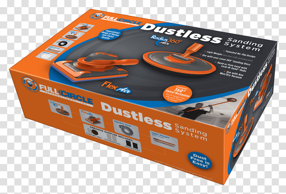 Full Circle Dustless Sanding System In Box Full Circle Dustless Sanding System, Label, Carton, Cardboard Transparent Png