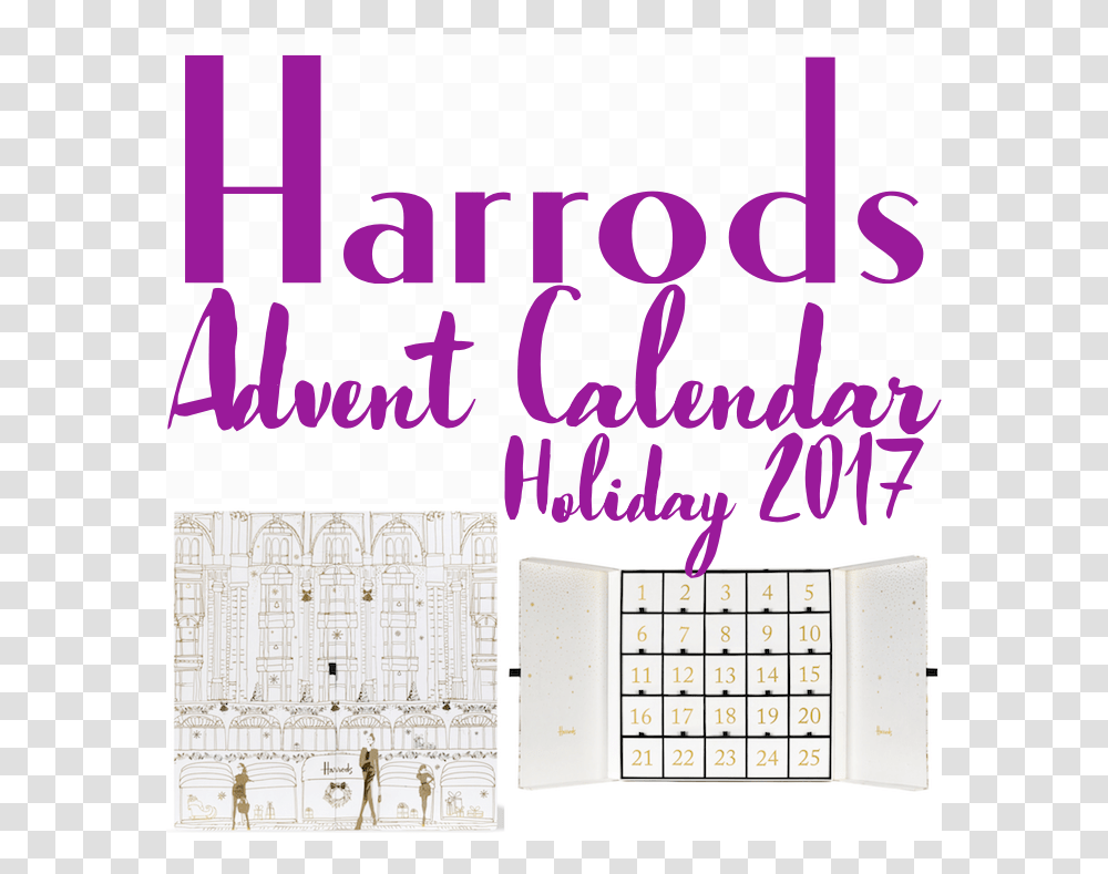 Full Contents And Spoilers Of The Harrods Beauty Advent Paper, Calendar, Person, Human Transparent Png