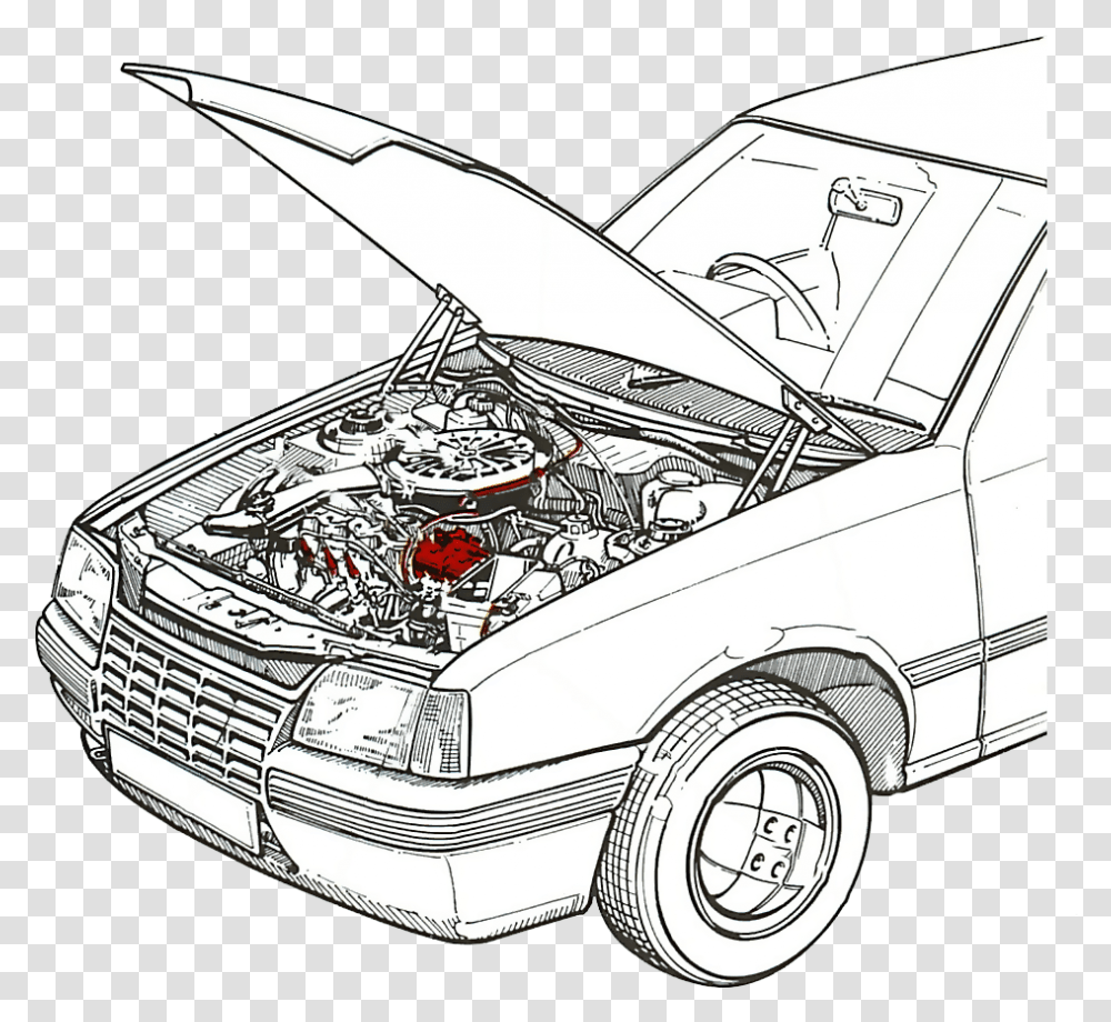 Full Engine With Car Drawing Cartoon Jingfm Car Drawing With Engine, Machine, Motor, Sketch, Wheel Transparent Png