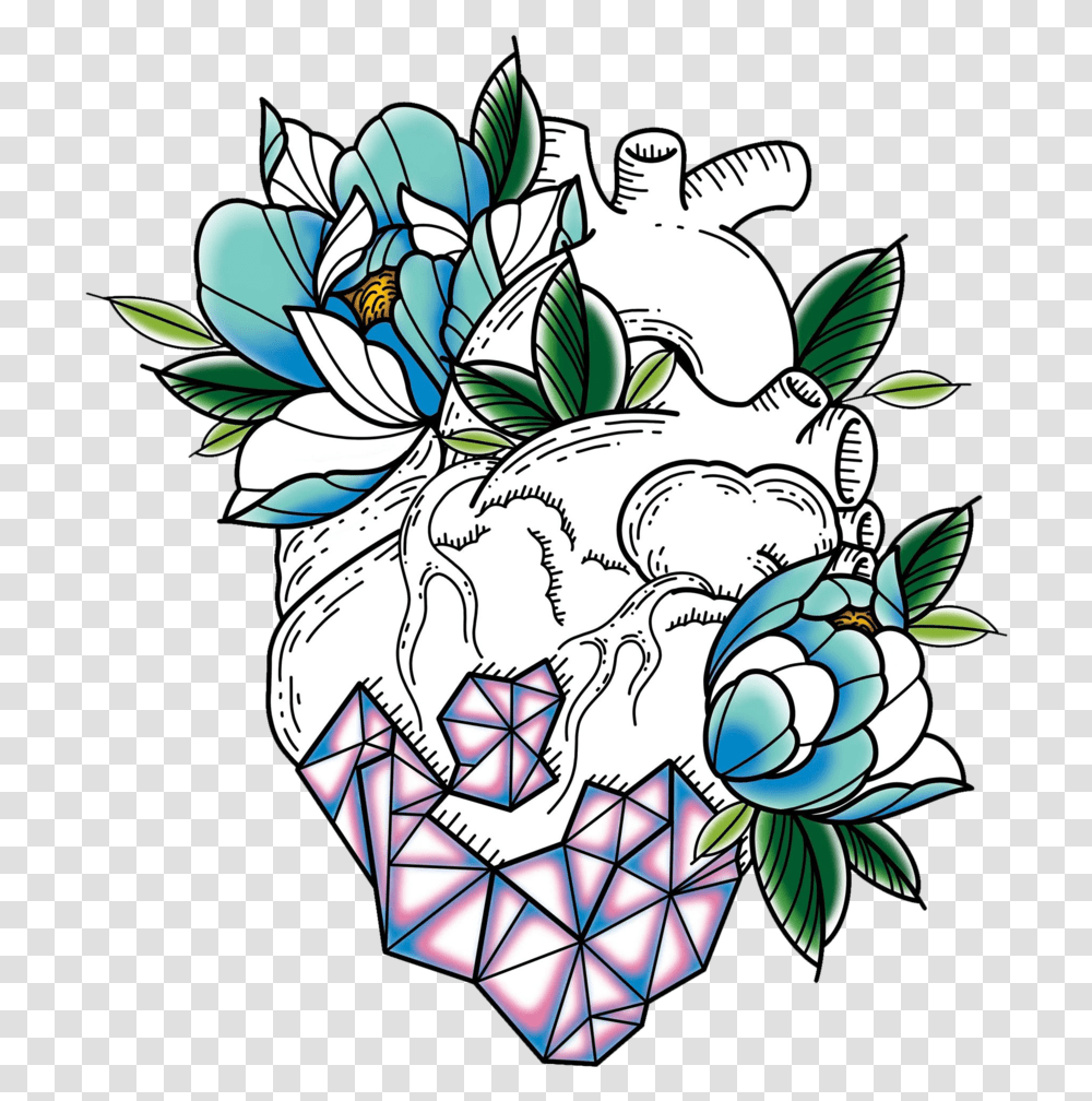 Full Heart Piercings, Graphics, Floral Design, Pattern, Doodle Transparent Png