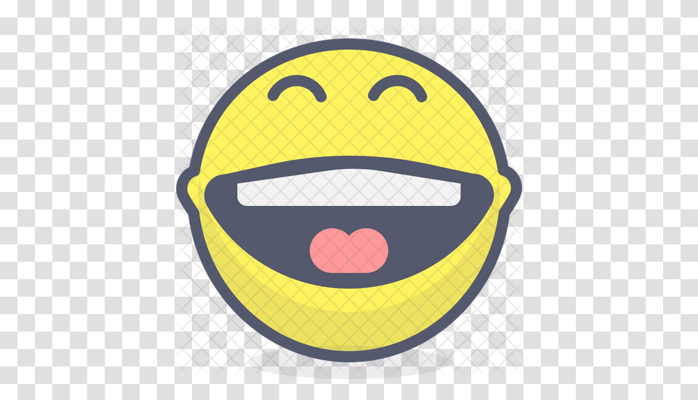 Full Laugh Emoji Icon Wide Grin, Text, Pac Man, Label, Peeps Transparent Png