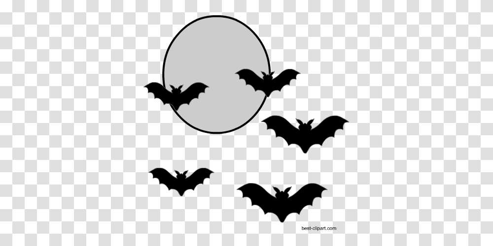 Full Moon And Bats Free Halloween Clip Art, Silhouette, Stencil Transparent Png