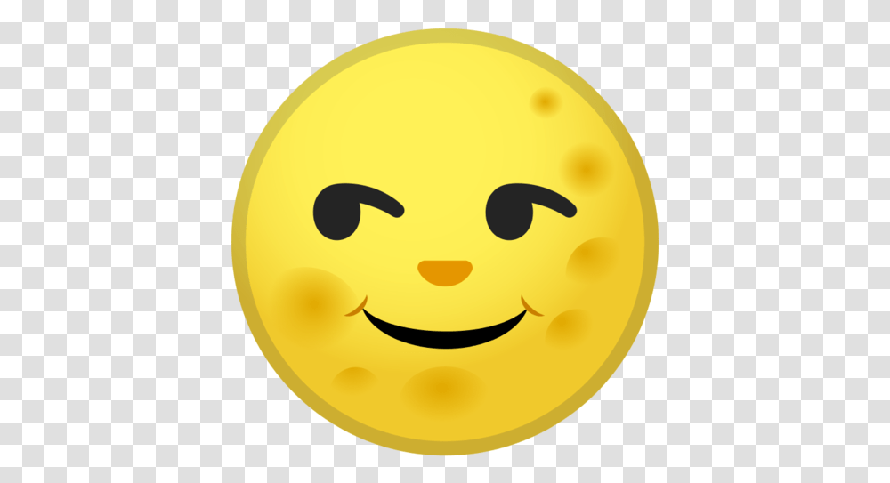 Full Moon Face Emoji Google Moon With Face Emoji, Plant, Food, Nature, Pac Man Transparent Png
