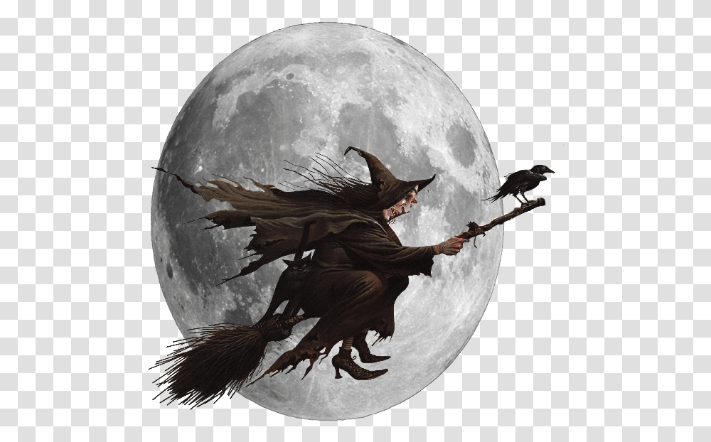 Full Moon Witch, Nature, Outdoors, Night, Outer Space Transparent Png