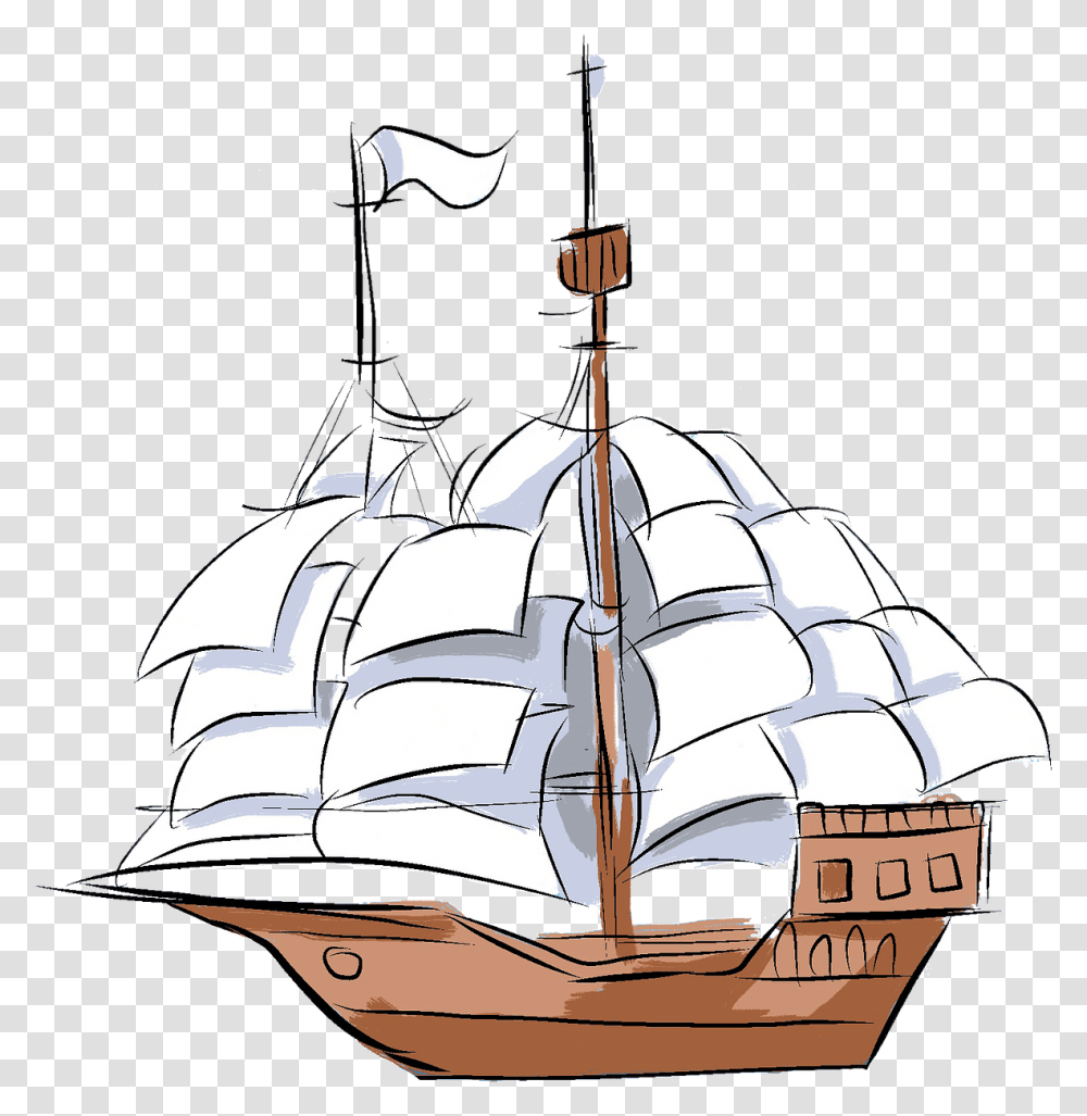 Full Rigged Pinnace, Doodle, Drawing, Nature Transparent Png