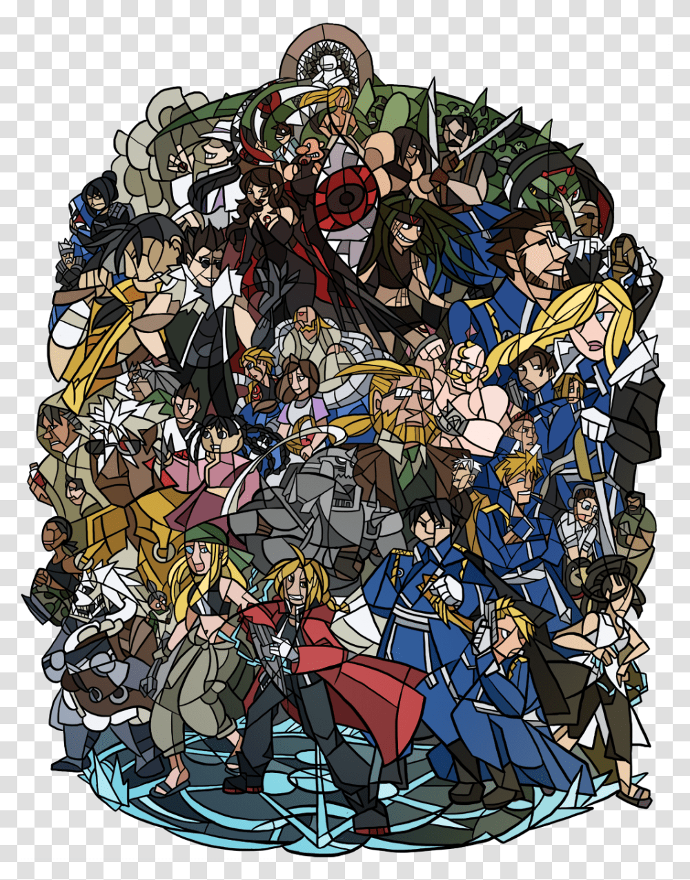 Fullmetal Alchemist Ensemble Art, Collage, Poster, Advertisement, Stained Glass Transparent Png