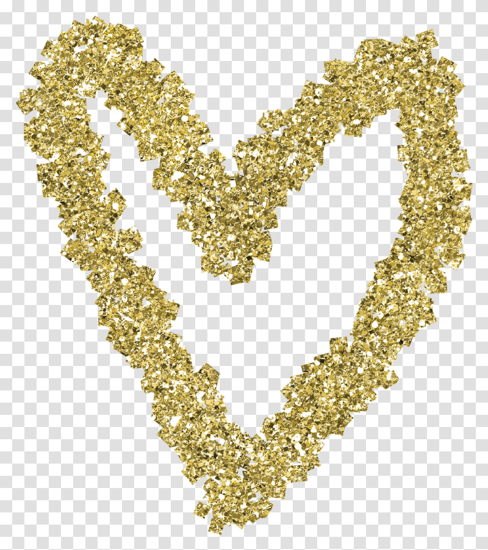 Fun And Decorative Gold Glitter Heart Graphic Embellishments Love Glitter Gold, Necklace, Jewelry, Accessories, Accessory Transparent Png