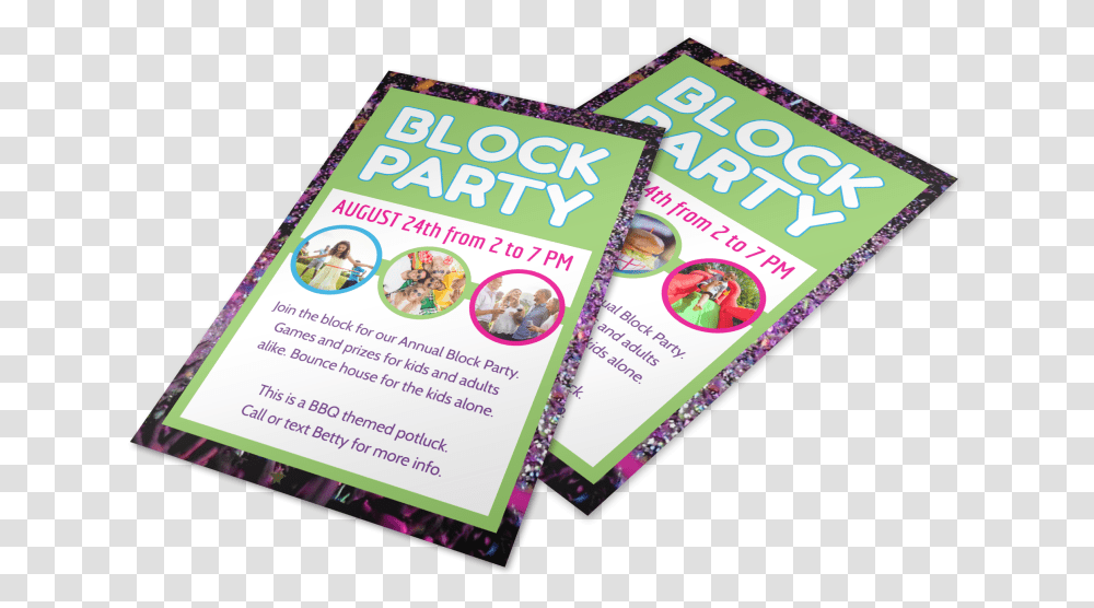 Fun Block Party Flyer Template Preview Flyer, Poster, Paper, Advertisement, Brochure Transparent Png