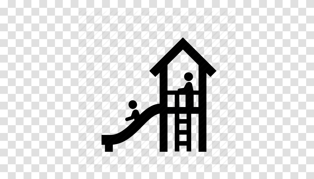 Fun Kids Park Play Playground Slide Icon, Building, Silhouette Transparent Png