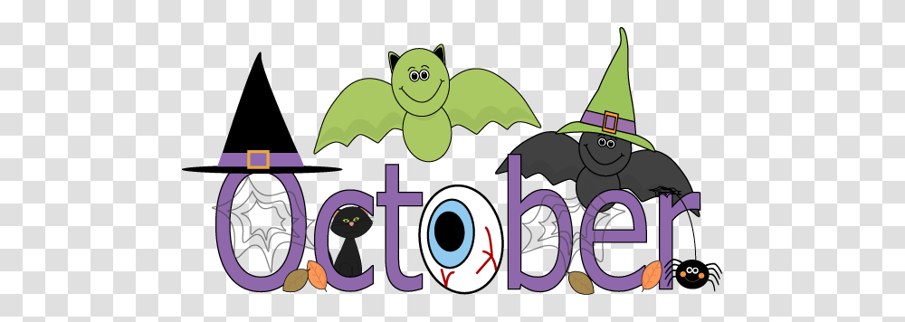 Fun Month Of October Halloween Scene Clip Art Calendar Topper, Animal Transparent Png