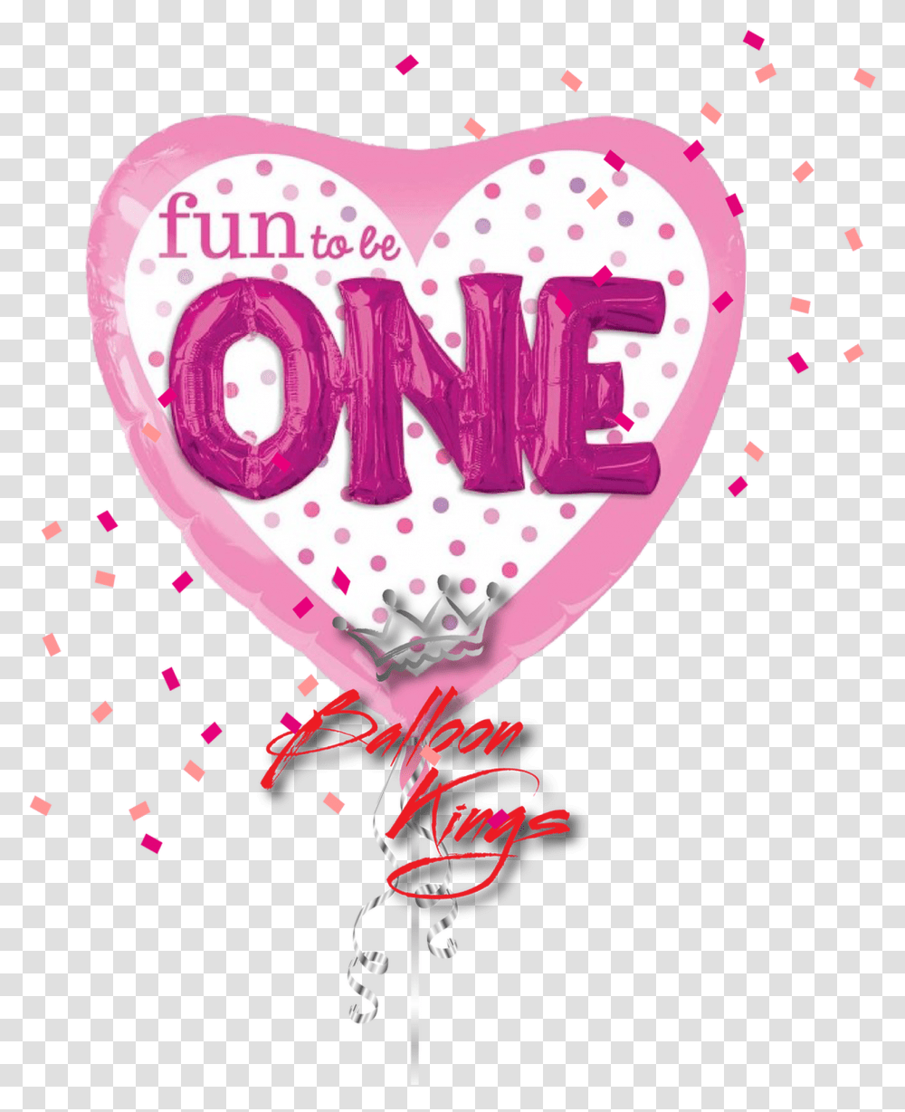 Fun To Be One Pink Heart, Paper, Balloon, Confetti Transparent Png