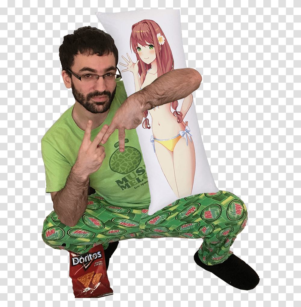 Fundan S Keeping Some Ddlc Merchandise For Himself, Apparel, Person, Face Transparent Png