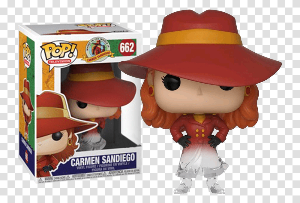 Funko Carmen Sandiego Pop Carmen Sandiego, Hat, Clothing, Apparel, Person Transparent Png