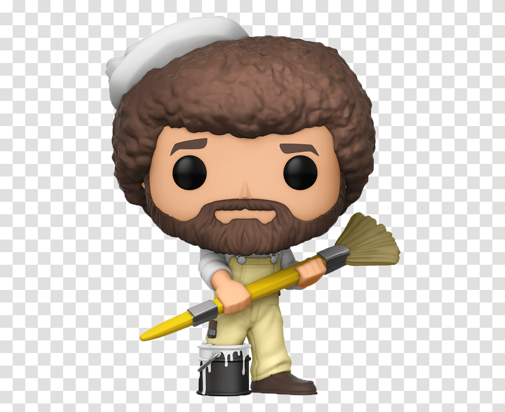 Funko Pop Bob Ross With Paintbrush, Toy, Face, Plant, Head Transparent Png