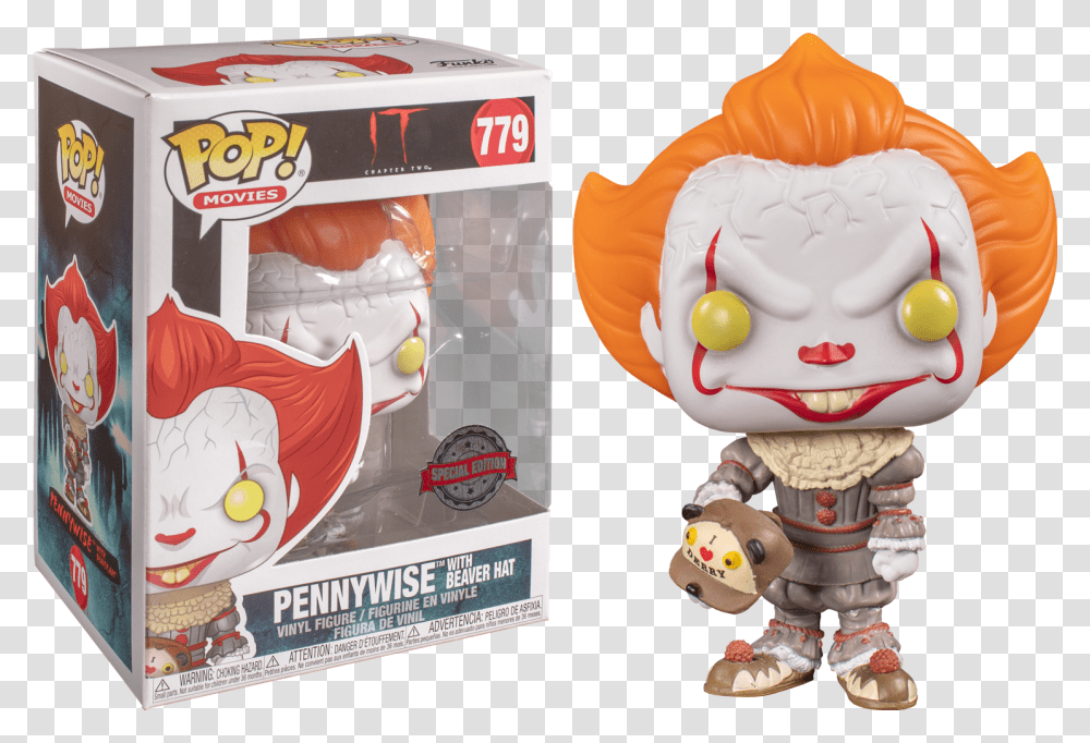 Funko Pop It Chapter 2 Pennywise With Beaver Hat, Toy, Doll, Figurine Transparent Png