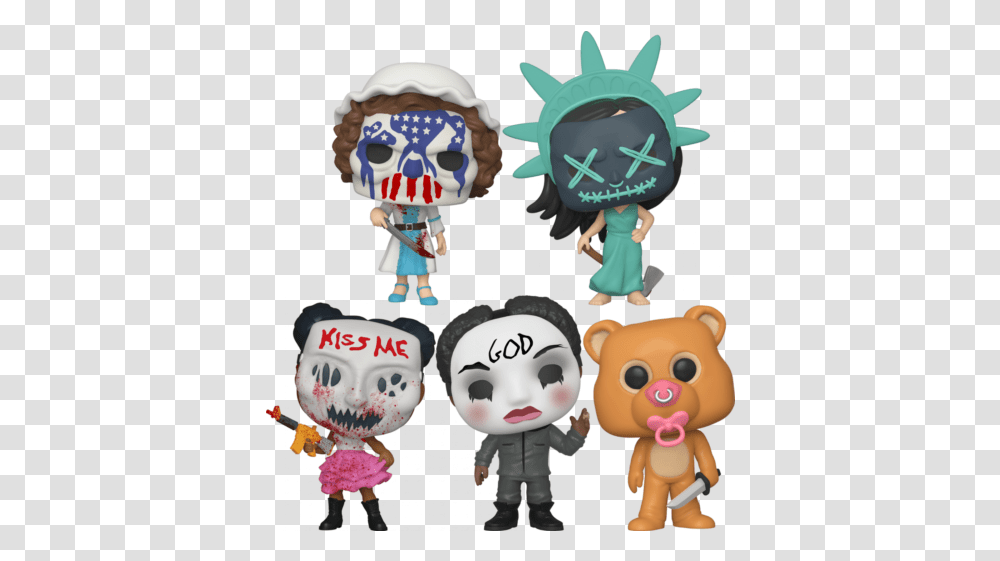 Funko Pop Movies The Purge Election Year 4345354565759 Set Of 5 In Stock Funko Pop The Purge, Doll, Toy, Person, Label Transparent Png