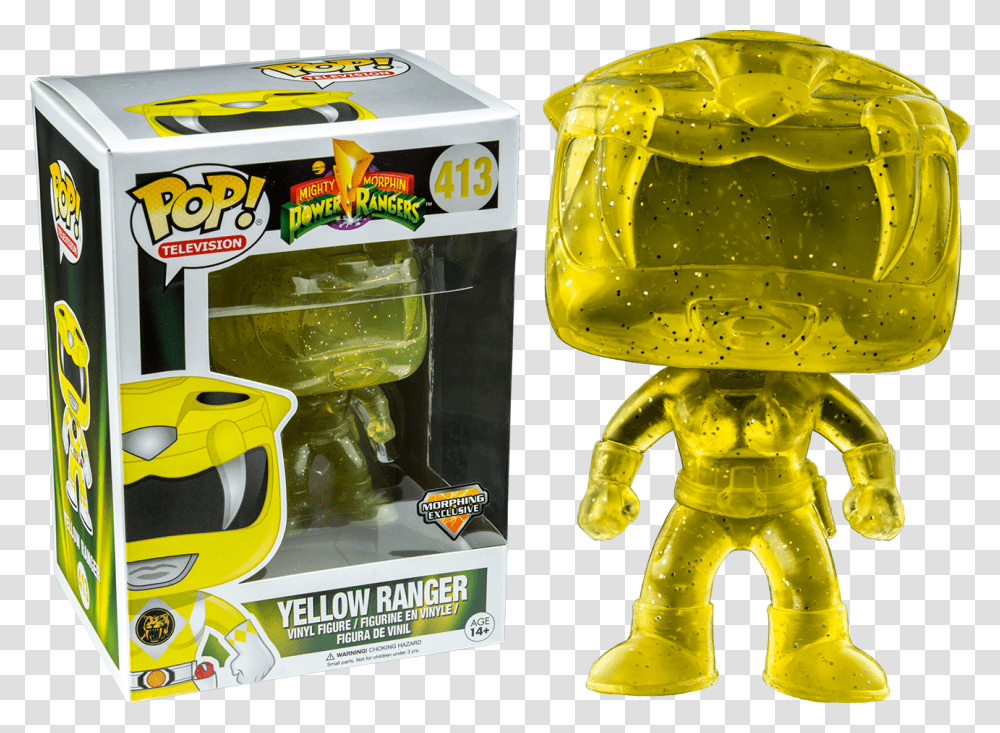 Funko Pop Power Rangers Yellow, Toy, Beverage, Drink, Animal Transparent Png
