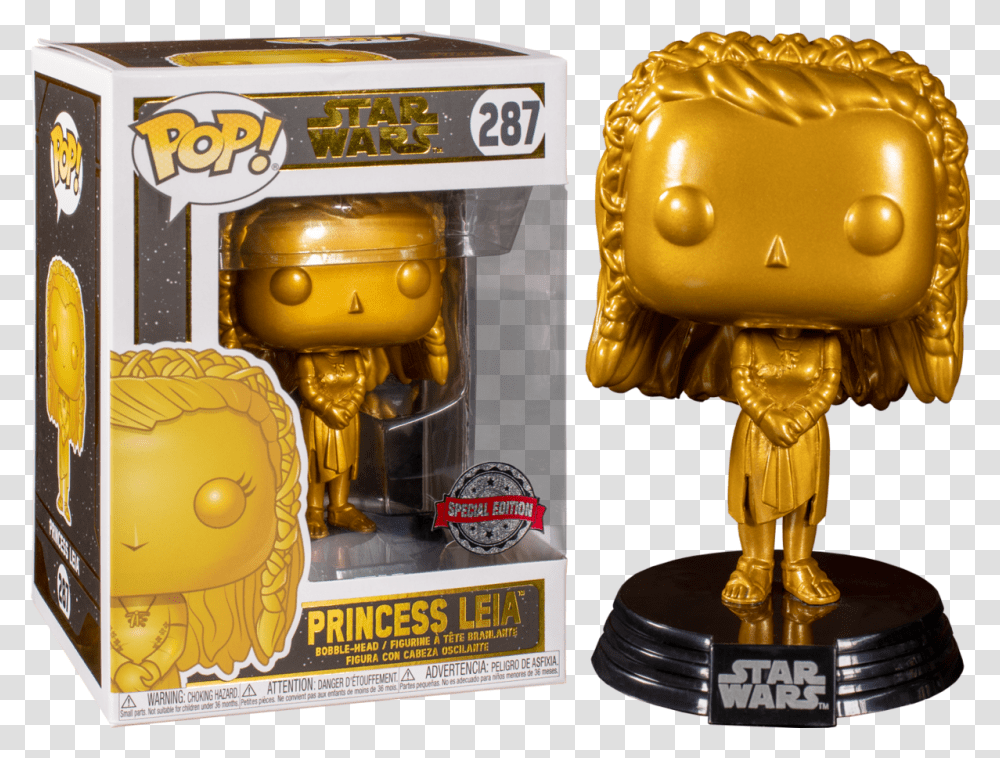 Funko Pop Star Wars Princess Leia Metallic Gold 287 Star Wars Metallic Gold Pop, Toy, Helmet, Architecture, Building Transparent Png