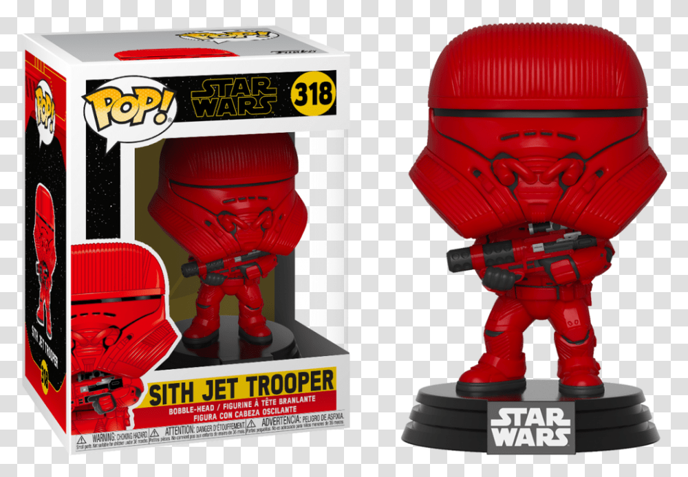Funko Pop Star Wars The Rise Of Skywalker Sith Jet Trooper 318 Funko Pop Star Wars Sith Jet Trooper, Robot, Toy, Helmet Transparent Png