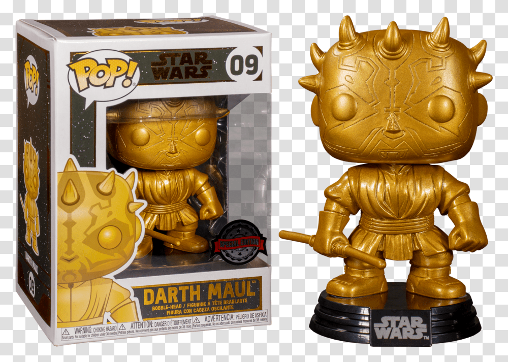 Funko Star Wars Gold Darth Maul Funko Pop, Toy, Clothing, Text, Advertisement Transparent Png