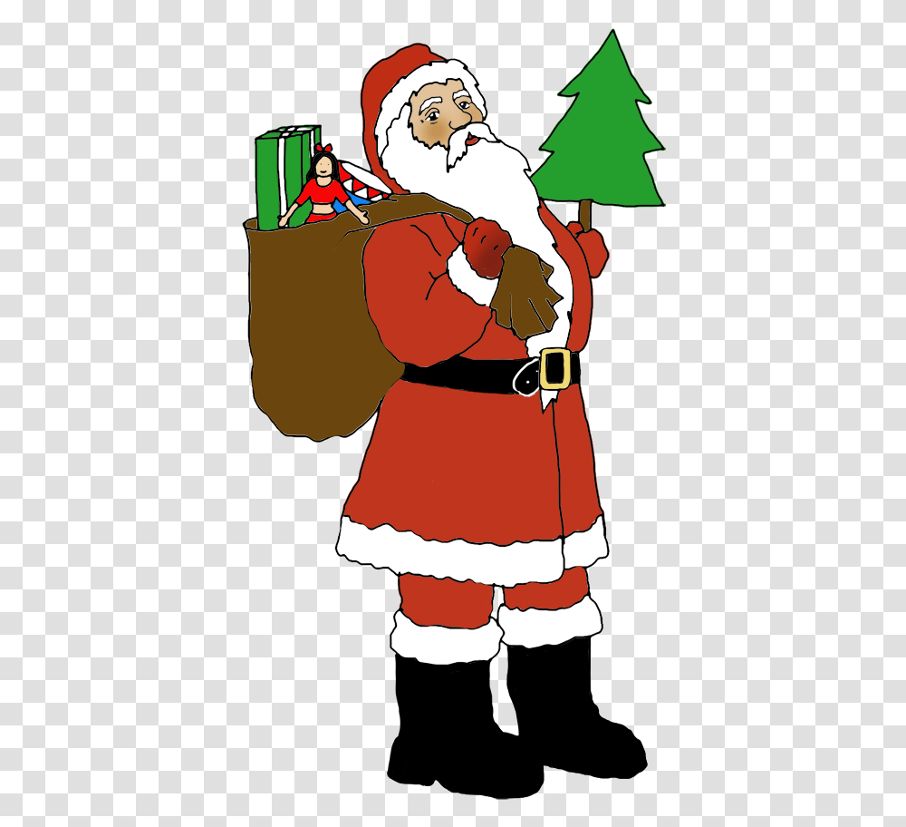 Funny And Free Santa Claus Clipart Santa Clipart With Christmas Tree, Person, Clothing, Pillow, Cushion Transparent Png