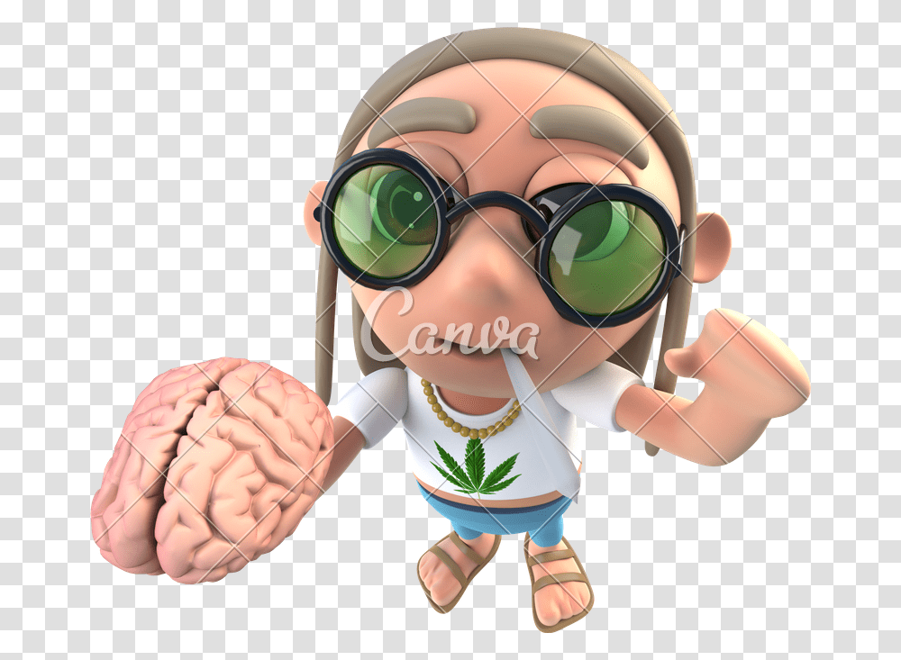 Funny Brain Images 3d Funny Cartoon Hippy Stoner Character Holding, Goggles, Accessories, Accessory, Sunglasses Transparent Png