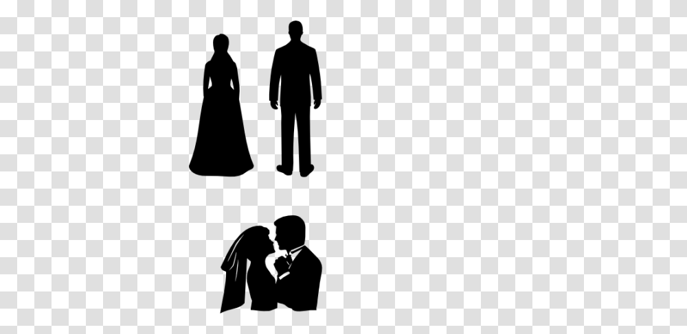 Funny Bride And Groom Silhouette Silhouette Bride With Bouquet, Person, Human, Stencil, Standing Transparent Png