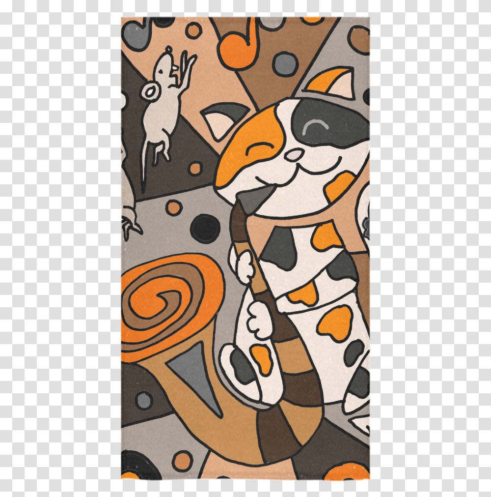 Funny Calico Cat Playing Saxophone Bath Towel 30 X56 Abstract Saxophone Art, Modern Art, Pattern, Military Uniform, Poster Transparent Png