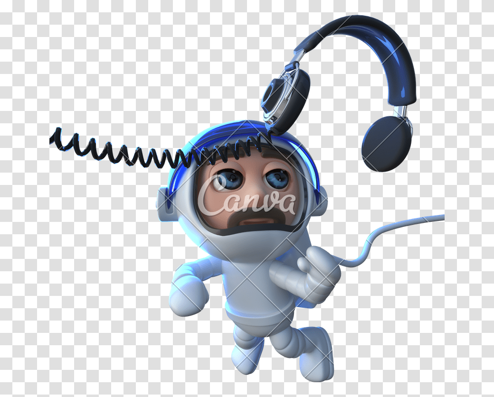 Funny Cartoon Spaceman Astronaut Chasing A Pair Of Headphones, Toy, Knitting Transparent Png