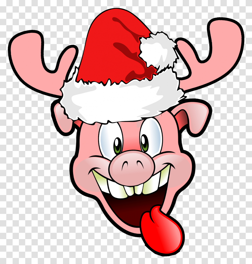 Funny Christmas Reindeer Pig Free No Copyright Free Funny Logo No Copyright, Cream, Dessert, Food, Creme Transparent Png