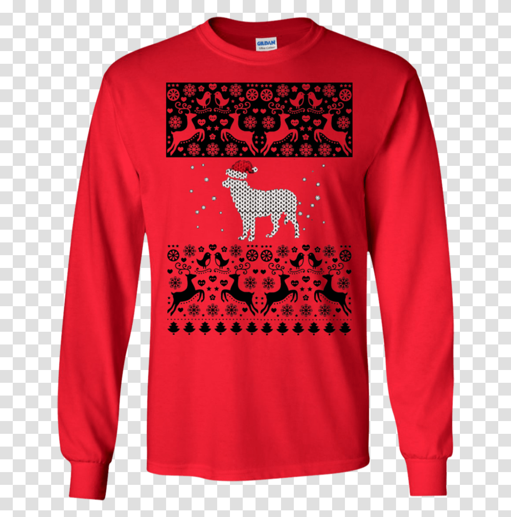 Funny Christmas Sweatshirt Cute Red Nose Reindeer Tee, Sleeve, Apparel, Long Sleeve Transparent Png