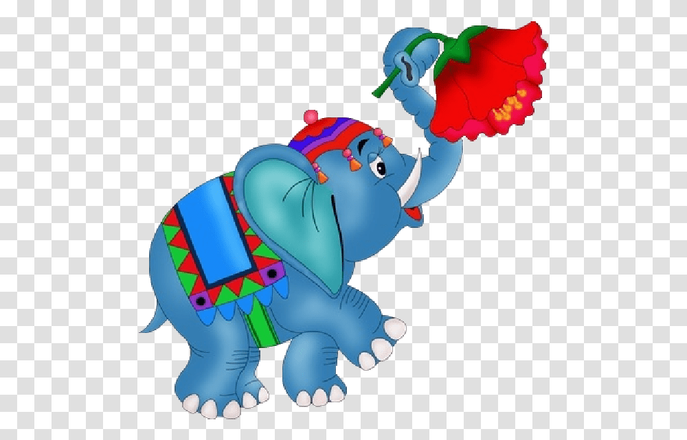 Funny Circus Elephant Holding Flowers With Trunk Cartoon Elephant In The Circus Cartoon, Toy, Pinata, Legend Of Zelda Transparent Png