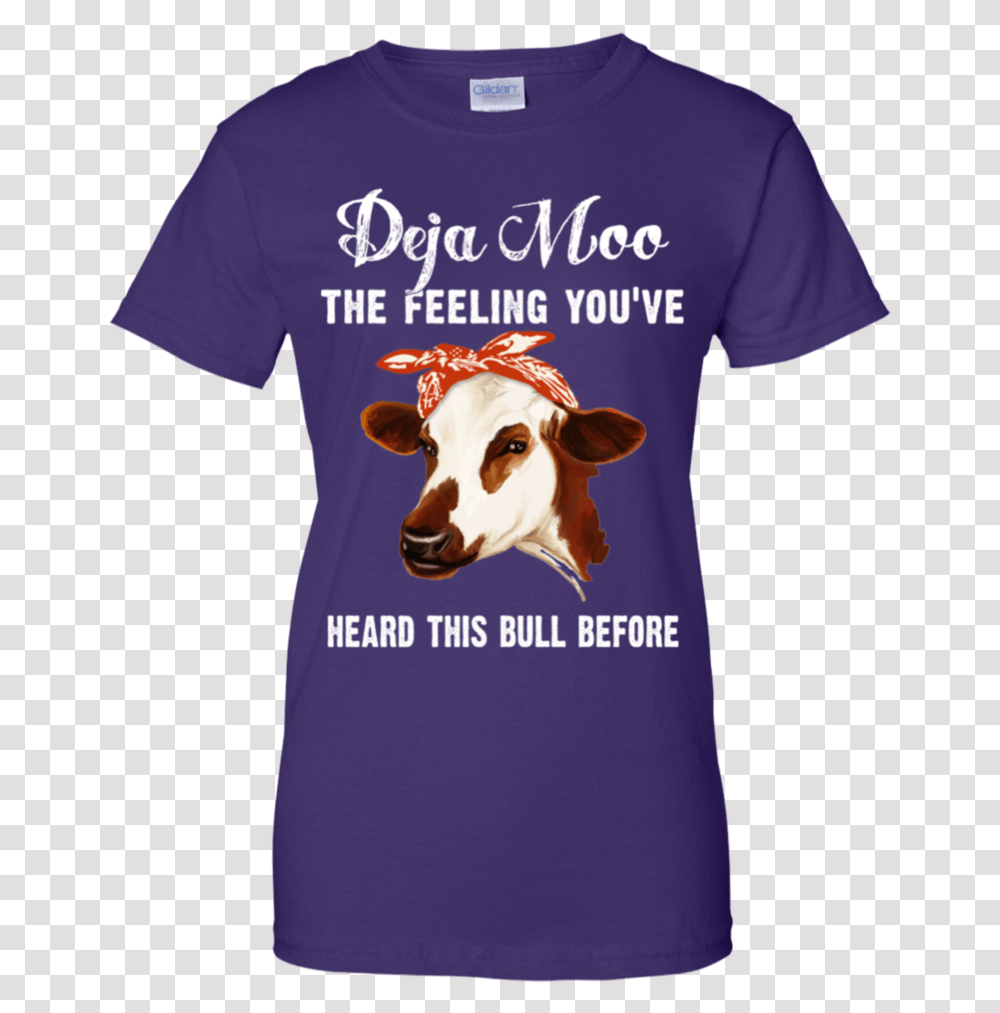 Funny Cow Deja Moo The Feeling You're Farmer Shirt T Shirt, Apparel, T-Shirt, Mammal Transparent Png