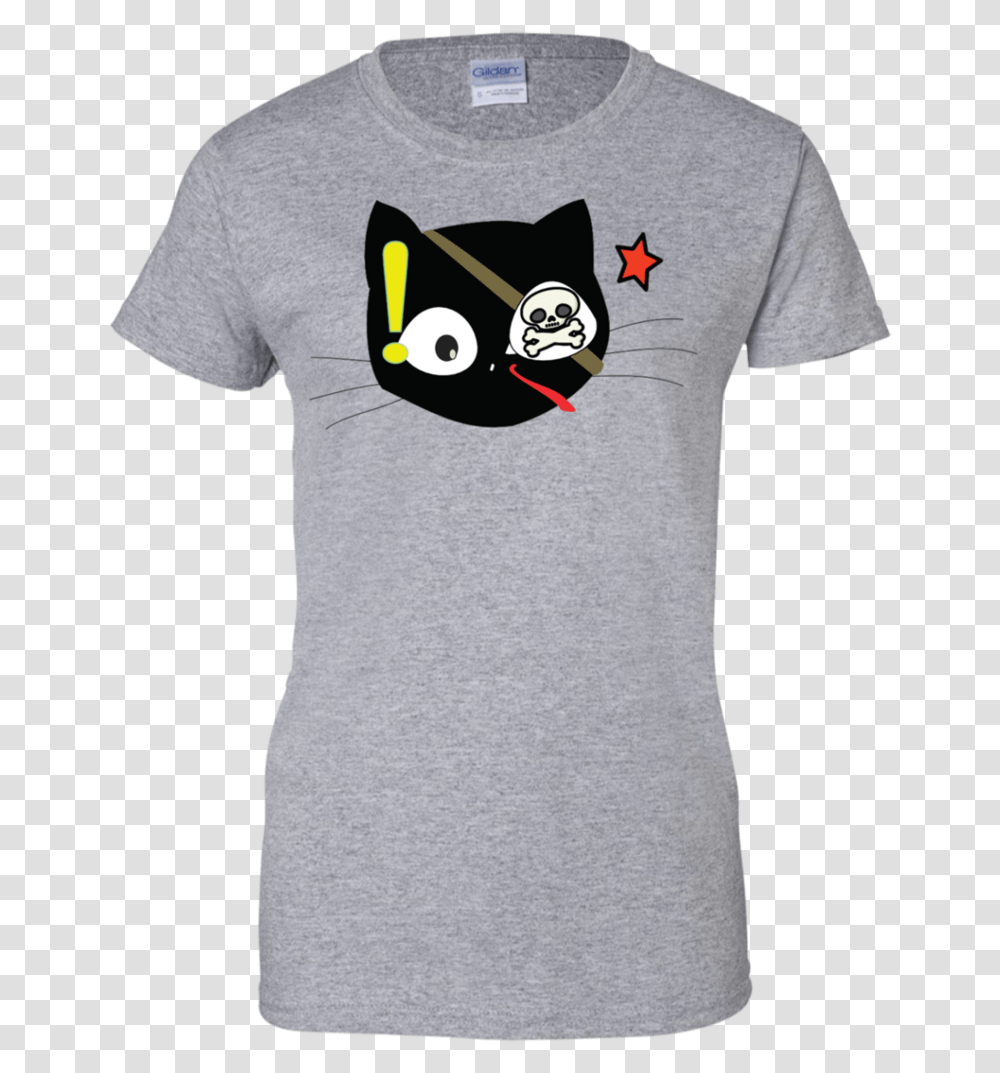 Funny Cute Cat Skull Pirate Ladies T Shirt Sport Shirt, Apparel, T-Shirt, Pet Transparent Png