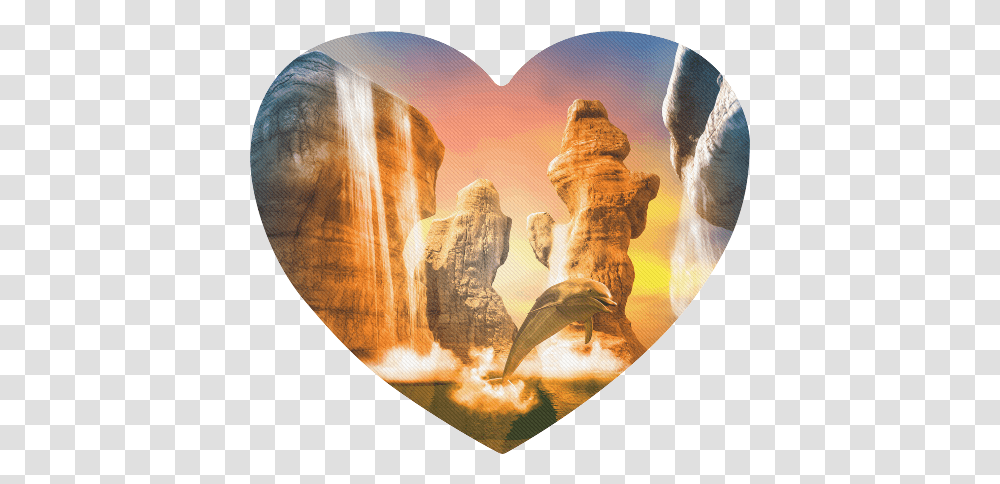 Funny Dolphin Jumping In The Sunset Heart Shaped Mousepad Heart, Person, Bird, Animal, Plectrum Transparent Png