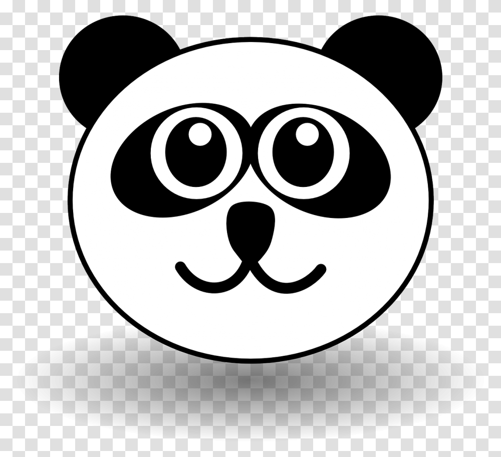 Funny Face Clipart Vector Clip Art Free Design Panda Face Clipart Black And White, Stencil, Logo, Trademark Transparent Png