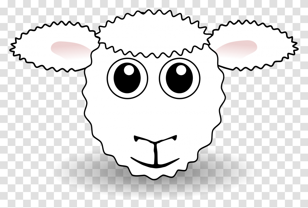 Funny Face White Cartoon Animal Face Mask Sheep, Stencil, Mammal, Cattle, Cow Transparent Png